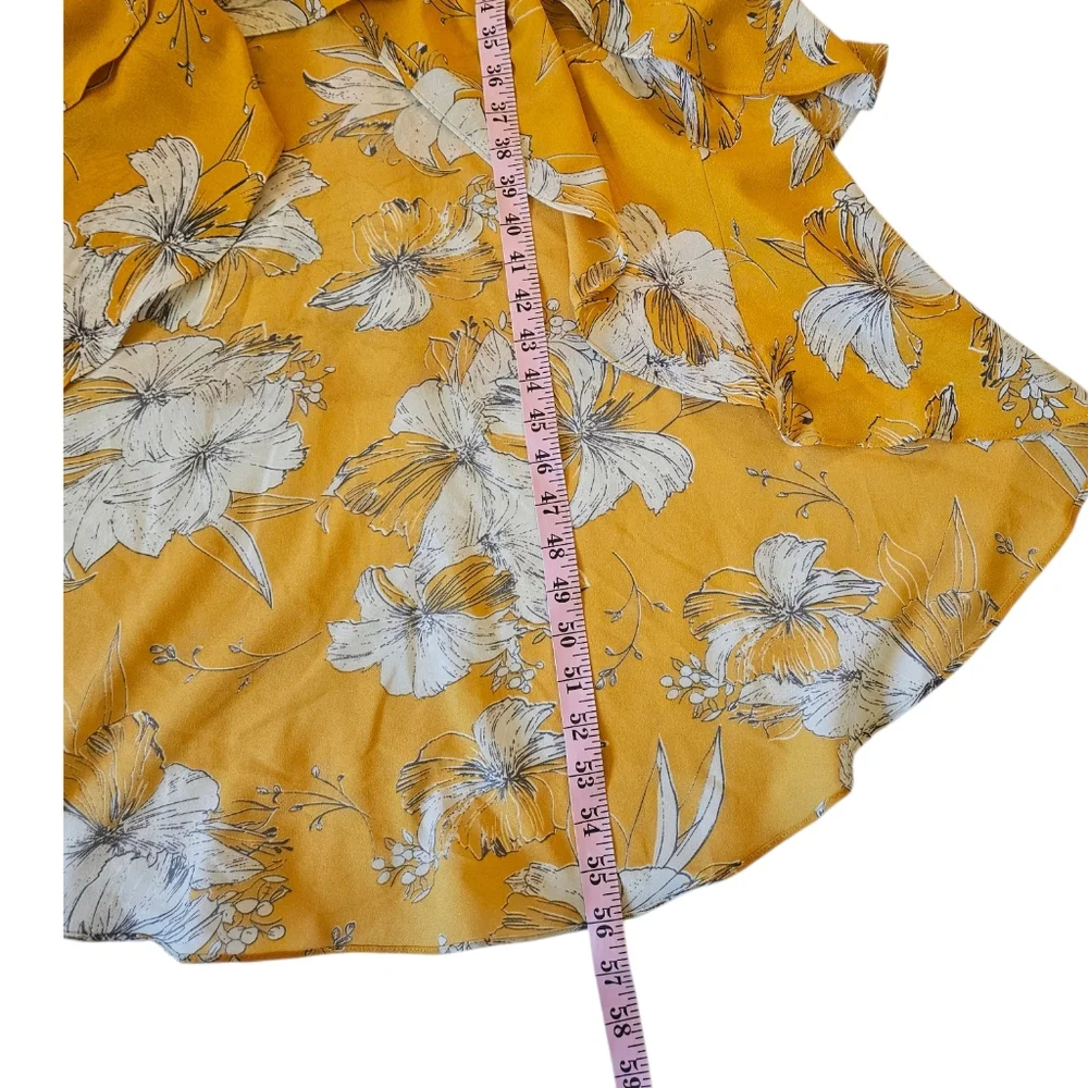 Lulus High Low Maxi Dress NEW Darling Daylily Mustard Yellow Floral Print Large - Picture 9 of 14